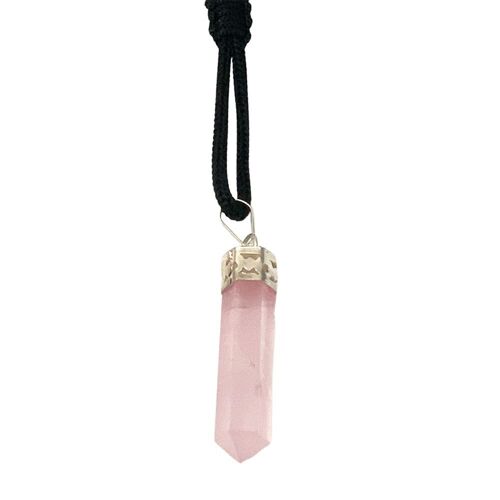 Crystal Pencil Pendant, 25-30mm - Rose Quartz