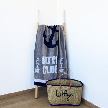 Serviette de plage éponge velours Jacquard  YACHT CLUB 95x175cm 2