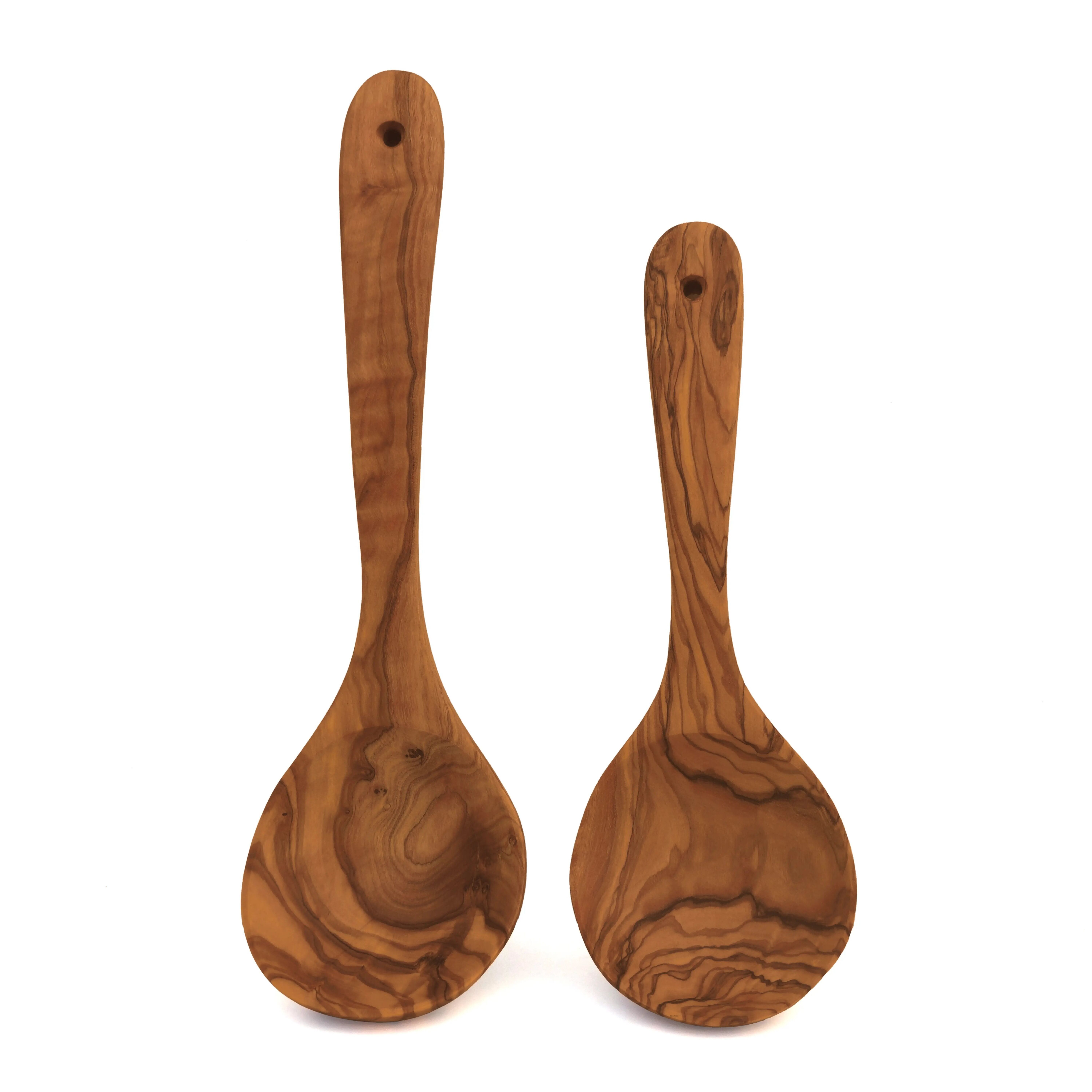 Cuillère à légumes profonde faite à la main en bois d'olivier