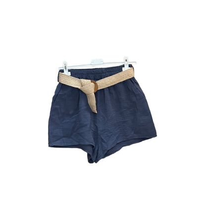 Shorts aus Baumwollgaze mit Gürtel