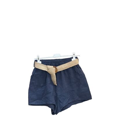 Shorts in garza di cotone con cintura