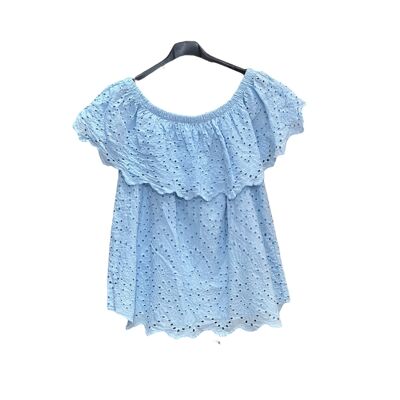 Top col bardot broderie anglaise