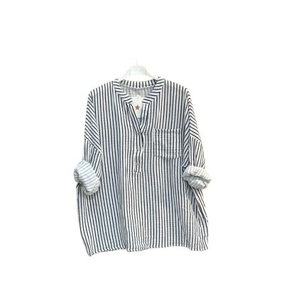 Striped cotton gauze shirt