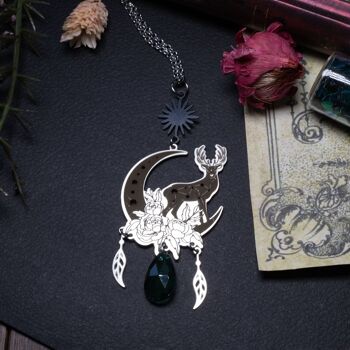 collier pendentif cerf et lune en acier inoxydable 3