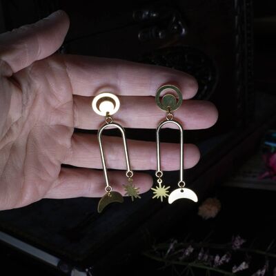 brass moon and star earrings