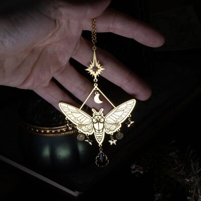 Maxi brass butterfly pendant necklace