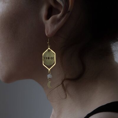 brass moon phase earrings