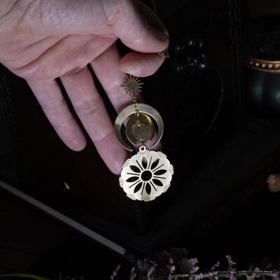 flower of life pendant necklace - geometric brass