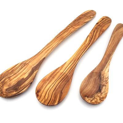 Wooden spoon wide handle curved handmade from olive wood
