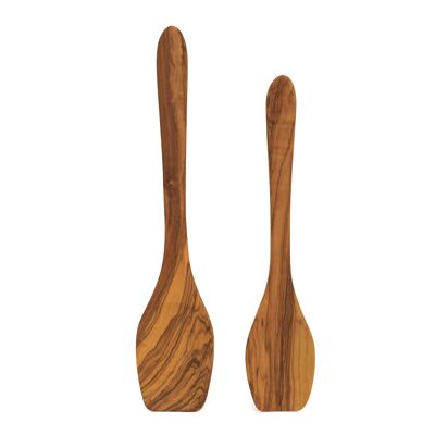 Cooking spoon/ turner wide handle flat made of olive wood