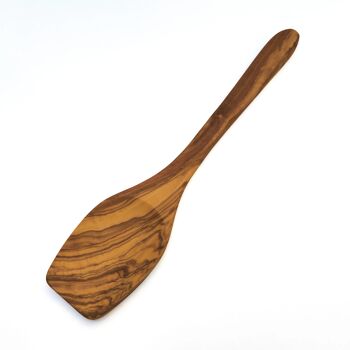 Cuillère/tourne-cuillère à manche large, plate en bois d'olivier 3