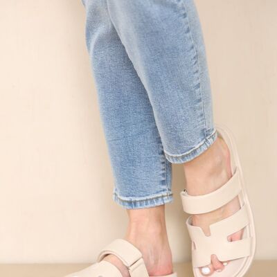 Nude PU Designer Strap Sandals