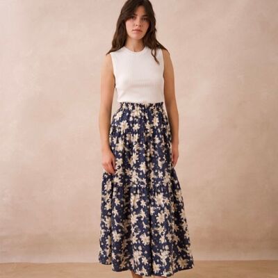 Printed cotton tiered skirt - CK08231C