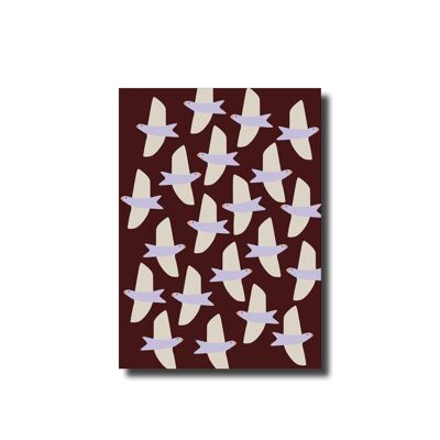 Carte postale Bonjour oiseau violet