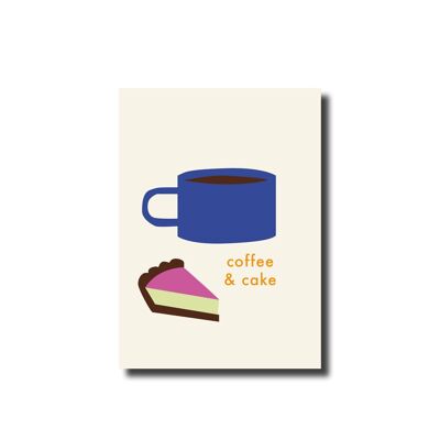 Carte postale Café et gâteau