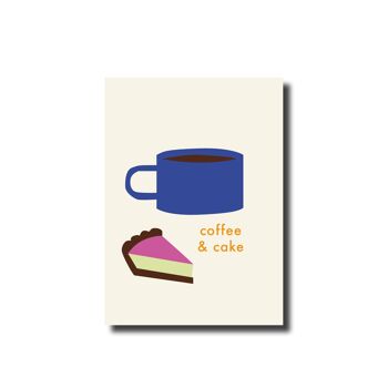 Carte postale Café et gâteau 1