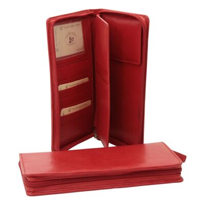 Travel Leather Wallet - Red