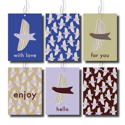Gift tags bird lila cadeau labels DIY