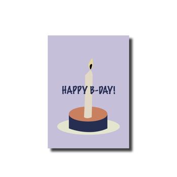Carte postale joyeux anniversaire bougie violet 1