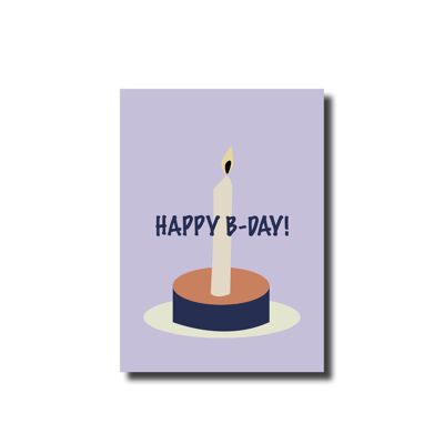 Postcard happy b-day candle purple