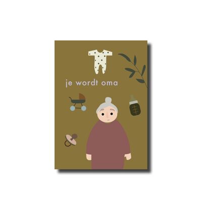 Postkarte „Du wirst Großmutter“.