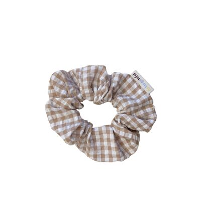 Scrunchie geblokt taupe