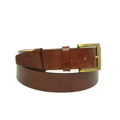 Flat leather belt - brown 5147