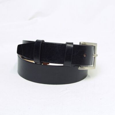 Flat leather belt - black 5147