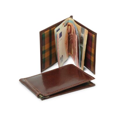 Leather money clip - brown
