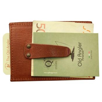 Porte-cartes en cuir avec ressort. marron 1