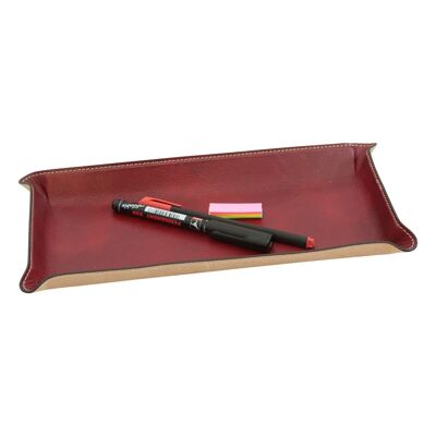 Leather Desk Tray - Red