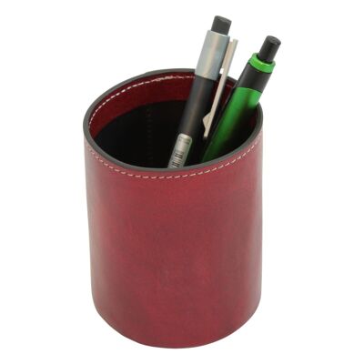 Leather pen holder - red