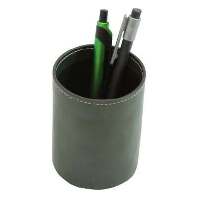Leather pen holder - green