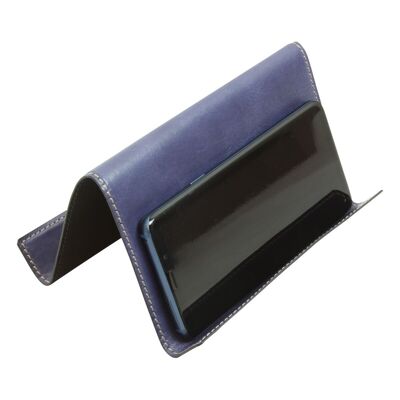Leather holder for iPad and iPhone - cobalt