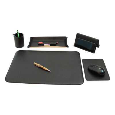 Schreibtischset aus Leder - 5-tlg. schwarz