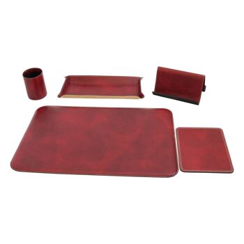 Ensemble de bureau en cuir - 5 pcs rouge 3