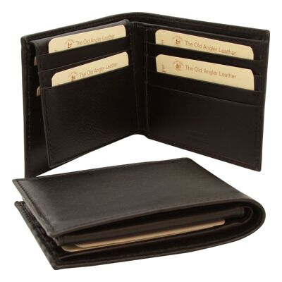 Leather wallet with two compartments - black with RFID