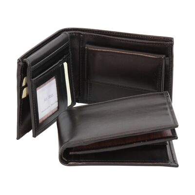 Leather wallet with coin purse. Brown with RFID
