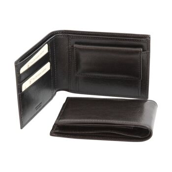 Portefeuille en cuir avec porte-monnaie et RFID - Noir 4