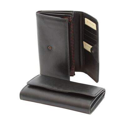 Damen-Geldbörse aus Leder mit RFID – Schwarz