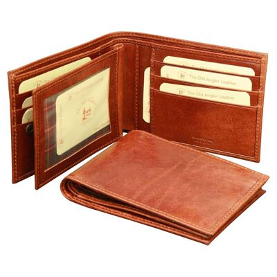Genuine leather wallet with 3 compartments. Brown with RFID