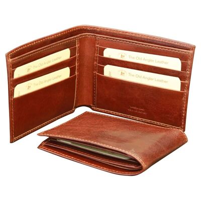 Wallet with 2 compartments for men. Brown with RFID
