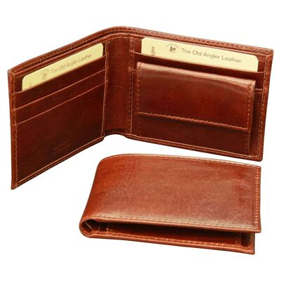 Cartera de piel para hombre. Marrón con RFID