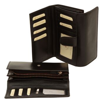 Portefeuille femme en cuir - noir avec RFID 1
