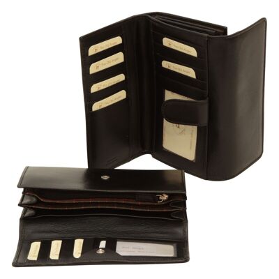 Women's leather wallet - black with RFID