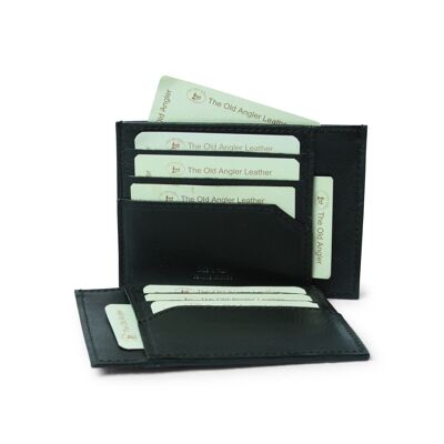 Porte-carte de crédit en cuir véritable. Noir avec RFID