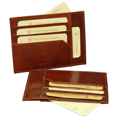 Genuine leather credit card holder. Brown with RFID