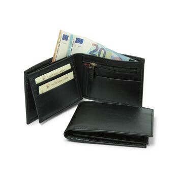 Portefeuille en cuir avec porte-monnaie et RFID - Marron 2