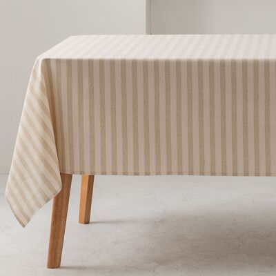 Fleckenabweisende Tischdecke, breite Streifen, wasserdicht, Innen- und Außenstoff aus 100 % Baumwolle