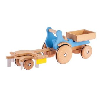 Tracteur en bois - Fridolin (bleu clair) 4